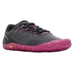 Buty do biegania damskie Merrell Vapor Glove 6. Szare obuwie sportowe Merrell, z materiału, bez zapięcia, do biegania. Za 618.00 zł.