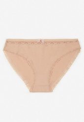 Beżowe Bawełniane Majtki Typu Figi z Koronką i Kokardą Zeteria. Brązowe figi Born2be, l, bez wzorów, z bawełny. Za 9.99 zł.
