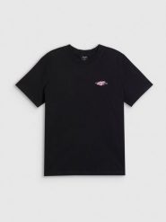 4F T-shirt loose z nadrukiem damski - czarny M. Czarne koszulki sportowe 4f, bez wzorów, z bawełny, bez ramiączek, trekkingowe. Za 79.99 zł.