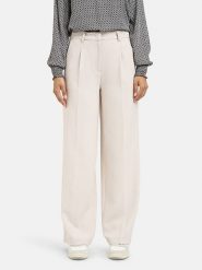 Milano Italy Spodnie w kolorze kremowym rozmiar: 38. Brązowe spodnie materiałowe Milano Italy, bez wzorów, z materiału, z podwyższonym stanem. Za 217.99 zł.