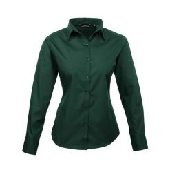 Bluzka Damska Z Długim Rękawem Z Popeliny. Zielone bluzki PREMIER, xl, bez wzorów, casualowe, bez kołnierzyka, bez ramiączek. Za 107.99 zł.