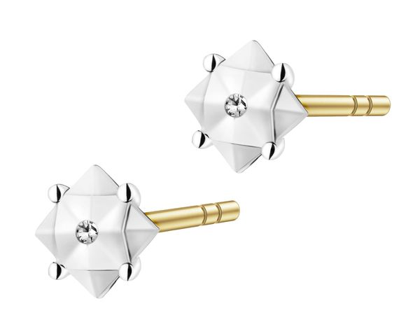 Kolczyki z żółtego złota z diamentami - 0,006 ct - próba 375. Żółte kolczyki Apart, z diamentem, złote. W wyprzedaży za 419.30 zł.