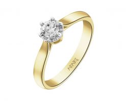 Pierścionek z żółtego złota z brylantem - 0,25 ct - próba 585. Żółte pierścionki Apart, z brylantem, złote. Za 5,790.00 zł.