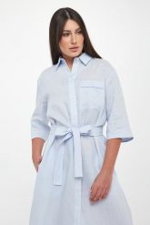 Sukienka szmizjerka lniana Tabella MM. Sukienki MM, bez wzorów, bez kołnierzyka, bez ramiączek, szmizjerki. Za 1,359.00 zł.