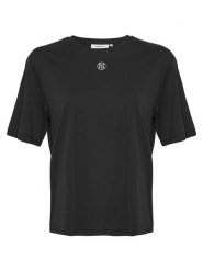 MOSS COPENHAGEN Koszulka "Melea Icon" w kolorze czarnym rozmiar: L/XL. Czarne bluzki Moss Copenhagen, l, bez wzorów, z bawełny, bez kołnierzyka, bez ramiączek. Za 81.95 zł.