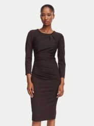 Rinascimento Sukienka koktajlowa CFC0130273003 Brązowy Slim Fit. Brązowe sukienki Rinascimento, m, bez wzorów, z syntetyku, wizytowe, bez kołnierzyka, bez ramiączek. Za 469.99 zł.