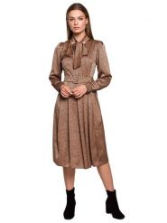 Stylove Sukienka w kolorze jasnobrązowym rozmiar: M. Brązowe sukienki Stylove, m, bez wzorów, z tkaniny, bez kołnierzyka, bez ramiączek, midi. Za 145.26 zł.