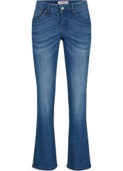 Dżinsy Bootcut Mid Waist, ze stretchem. Niebieskie jeansy bonprix, bez wzorów. Za 99.99 zł.