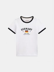 Guess Jeans T-Shirt 183096 Biały Classic Fit. Białe t-shirty Guess Jeans, xs, z aplikacjami, z jeansu, bez kołnierzyka, bez ramiączek. Za 159.99 zł.