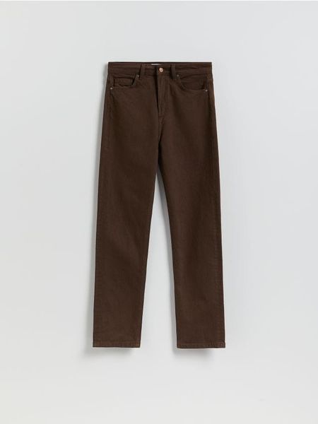 Jeansy mom fit z dłuższą nogawką - dark grey jeans. Szare jeansy Reserved, bez wzorów. Za 129.99 zł.