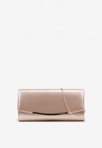 Szampańska Torebka Kopertówka z Metaliczną Aplikacją i Łańcuszkiem Idaritia. Żółte torebki klasyczne Born2be, z aplikacjami, z jeansu, małe, bez dodatków. Za 59.99 zł.