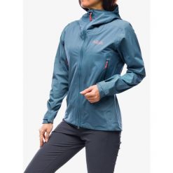Kurtka przeciwdeszczowa damska Rab Kinetic Alpine 2.0 Jacket. Niebieskie kurtki sportowe RAB, bez wzorów, bez kaptura. Za 1,007.99 zł.