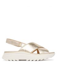 Clarks Sandały DashLite Wish 26185882 Złoty. Żółte sandały Clarks, bez wzorów, ze skóry, bez obcasa, na płaskiej podeszwie, bez zapięcia. Za 389.99 zł.