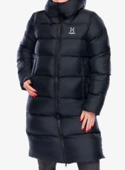 Płaszcz damski Haglofs Long Mimic Parka. Czarne parki Haglöfs, na zimę, m, z puchu, bez kaptura. Za 846.99 zł.