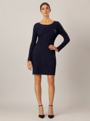 APART Sukienka dzianinowa w kolorze granatowym rozmiar: 40. Niebieskie sukienki Apart, bez wzorów, z dzianiny, bez kołnierzyka, bez ramiączek, mini. Za 148.96 zł.
