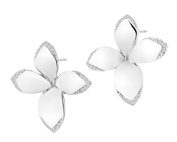 Kolczyki srebrne z cyrkoniami -kwiaty. Szare kolczyki Apart, z cyrkonią, srebrne. Za 269.00 zł.