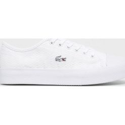 Lacoste - Tenisówki. Białe trampki Lacoste, bez wzorów, z materiału, bez zapięcia. W wyprzedaży za 329.90 zł.