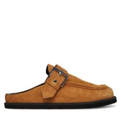 Klapki HUGO. Brązowe klapki Hugo, bez wzorów, bez obcasa. Za 499.99 zł.