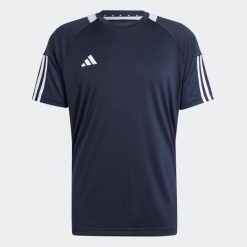 Koszulka do piłki nożnej ADIDAS Sereno. Niebieskie bluzki Adidas, m, bez wzorów, sportowe, bez kołnierzyka, bez ramiączek. W wyprzedaży za 79.99 zł.