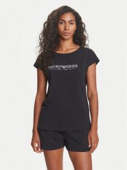 Emporio Armani Underwear Piżama EW000495 AF10881 UC001 Czarny Regular Fit. Czarne piżamy Emporio Armani Underwear, bez wzorów, z bawełny, bez ramiączek. Za 239.99 zł.