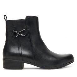 Botki Caprice. Czarne botki Caprice, bez wzorów, bez obcasa, na płaskiej podeszwie, bez zapięcia. Za 489.99 zł.