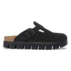 BIRKENSTOCK Boston Chunky LEVE Warm Sand Klapki damskie. Brązowe klapki Birkenstock, bez wzorów, ze skóry, bez obcasa, na platformie. Za 669.00 zł.