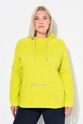 Damskie Bluza z kapturem odblaskowe lamówki kaptur kieszeń na zamek. Zielone bluzy Ulla Popken, plus size, bez wzorów, z bawełny, z kapturem. Za 279.99 zł.