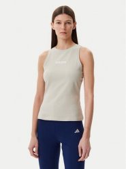 Adidas Top Essentials Linear JC5790 Beżowy Slim Fit. Brązowe topy Adidas, l, bez wzorów, z bawełny, bez kołnierzyka, bez ramiączek. Za 59.99 zł.