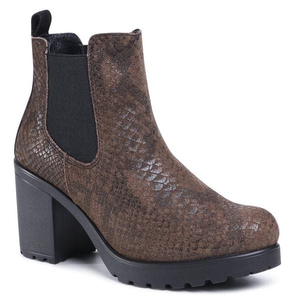 Botki Lasocki. Brązowe botki Lasocki, bez wzorów, bez obcasa, na słupku, bez zapięcia. Za 111.99 zł.