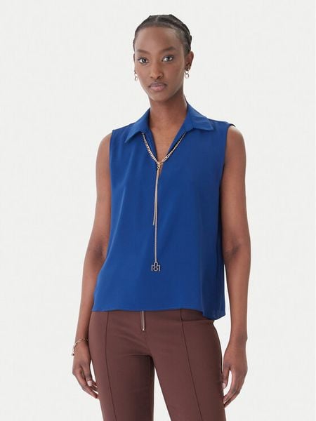 Rinascimento Bluzka CFC0127446003 Niebieski Regular Fit. Niebieskie bluzki Rinascimento, xs, bez wzorów, z syntetyku, bez kołnierzyka, bez ramiączek. Za 197.99 zł.