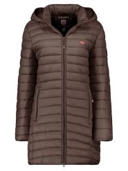 Geographical Norway Płaszcz pikowany "Atika" w kolorze brązowym rozmiar: XL. Brązowe płaszcze Geographical Norway, xl, bez wzorów, bez kaptura. Za 171.28 zł.