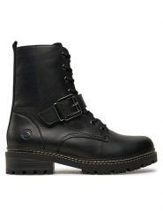 Remonte Trzewiki D0B78-01 Czarny. Czarne botki Remonte, bez wzorów, ze skóry, bez obcasa, na płaskiej podeszwie, bez zapięcia. Za 415.99 zł.