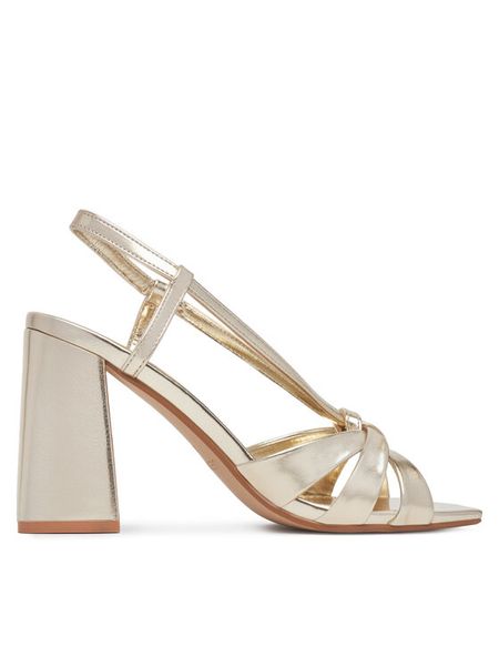 JENNY Sandały CWYYS164-02 Złoty. Żółte sandały Jenny, bez wzorów, ze skóry, bez obcasa, na słupku, bez zapięcia. Za 129.99 zł.