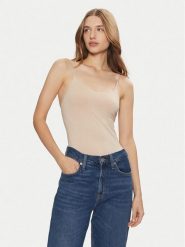 LAUREN RALPH LAUREN Top 4L0186 Beżowy Slim Fit. Brązowe topy Lauren Ralph Lauren, l, bez wzorów, z syntetyku, bez kołnierzyka, bez ramiączek. Za 139.99 zł.