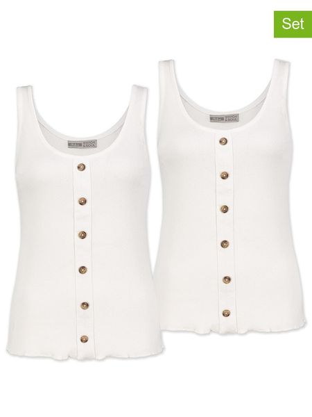 Sky Rebel Topy (2 szt.) w kolorze białym rozmiar: XL. Białe topy Sky Rebel, xl, bez wzorów, prążkowane, bez kołnierzyka, bez ramiączek. Za 87.40 zł.