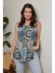 Curvy Lady Top w kolorze zielono-błękitnym rozmiar: 40/42. Niebieskie topy Curvy Lady, bez wzorów, z wiskozy, bez kołnierzyka, bez ramiączek. Za 105.63 zł.