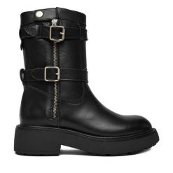 Botki Badura. Czarne botki Badura, bez wzorów, bez obcasa, na płaskiej podeszwie, bez zapięcia. Za 459.99 zł.