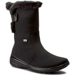 Botki RIEKER - Z7079-01 Black. Czarne botki Rieker, bez wzorów, z materiału, bez obcasa, bez zapięcia. W wyprzedaży za 209.00 zł.