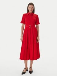 LOLA CASADEMUNT Sukienka koszulowa LS2616089 Czerwony Regular Fit. Czerwone sukienki LOLA CASADEMUNT, s, bez wzorów, z bawełny, bez kołnierzyka, bez ramiączek, koszulowe. Za 839.99 zł.