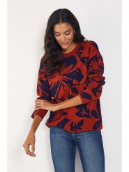 Milan Kiss Sweter w kolorze czerwono-granatowym ze wzorem rozmiar: XL. Czerwone swetry Milan Kiss, xl, bez wzorów, bez ramiączek. Za 118.84 zł.