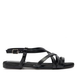 Sandały Big Star Shoes. Czarne sandały BIG STAR SHOES, bez wzorów, retro, bez obcasa, na płaskiej podeszwie, bez zapięcia. Za 79.99 zł.