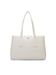 Calvin Klein Torebka Ck Medium Work Tote LV04F3442G Beżowy jasny. Brązowe shopper Calvin Klein, bez wzorów, ze skóry, bez dodatków. Za 649.99 zł.