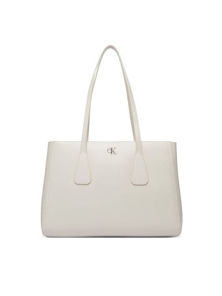 Calvin Klein Torebka Ck Medium Work Tote LV04F3442G Biały. Białe shopper Calvin Klein, bez wzorów, ze skóry, bez dodatków. Za 649.99 zł.
