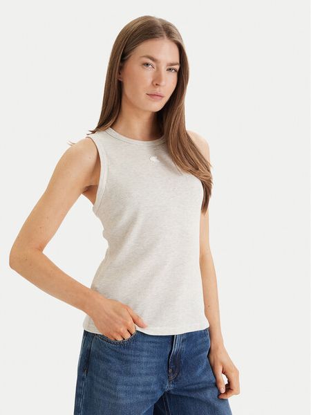 Calvin Klein Jeans Top LV047F232G Beżowy Regular Fit. Brązowe topy Calvin Klein Jeans, m, bez wzorów, z jeansu, bez kołnierzyka, bez ramiączek. Za 113.99 zł.