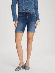 Cross Jeans Szorty dżinsowe w kolorze granatowym rozmiar: 32W. Niebieskie szorty Cross Jeans, z aplikacjami, z jeansu, klasyczne. Za 101.23 zł.