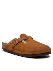 Birkenstock Klapki Boston Vl/Sheraling 1001141 Brązowy. Brązowe klapki Birkenstock, bez wzorów, ze skóry, bez obcasa. Za 799.99 zł.
