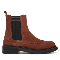 Sztyblety Pollini. Brązowe botki Pollini, bez wzorów, bez obcasa, na płaskiej podeszwie, bez zapięcia. Za 1,709.00 zł.