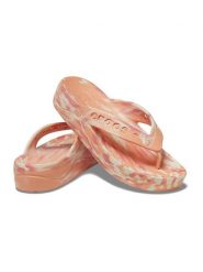 Crocs Japonki "Marbled Flip" w kolorze pomarańczowo-jasnoróżowym rozmiar: 34/35. Pomarańczowe klapki Crocs, bez wzorów, z otwartym noskiem, bez obcasa. Za 134.45 zł.