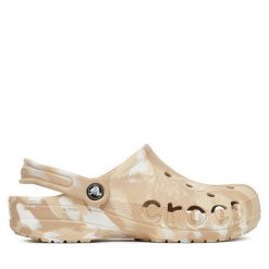 Klapki Crocs. Brązowe klapki Crocs, bez wzorów, bez obcasa. Za 239.99 zł.