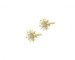 Kolczyki z żółtego złota z diamentami - 0,006 ct - próba 585. Żółte kolczyki Apart, z diamentem, złote. Za 959.00 zł.